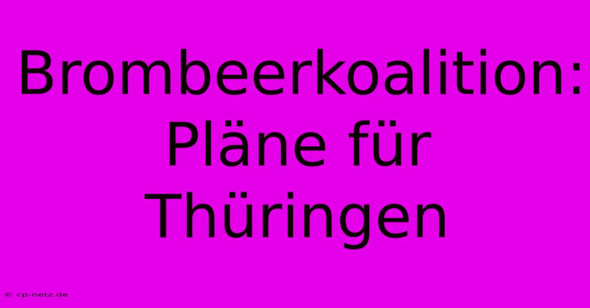 Brombeerkoalition: Pläne Für Thüringen