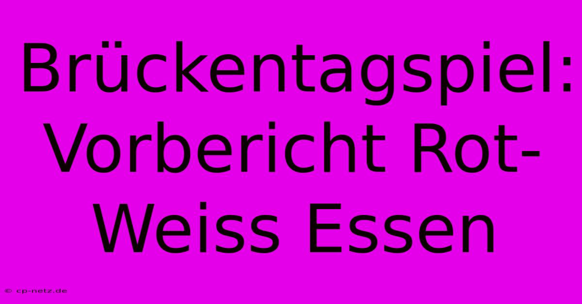 Brückentagspiel: Vorbericht Rot-Weiss Essen