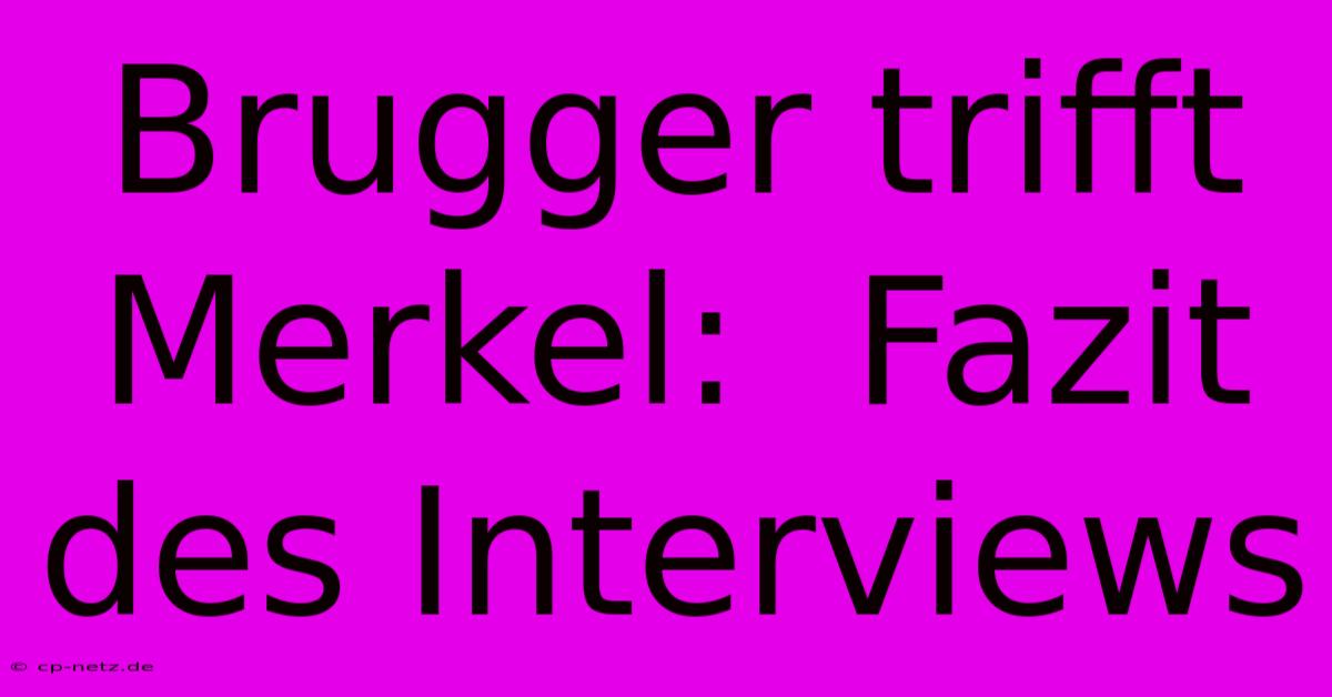 Brugger Trifft Merkel:  Fazit Des Interviews