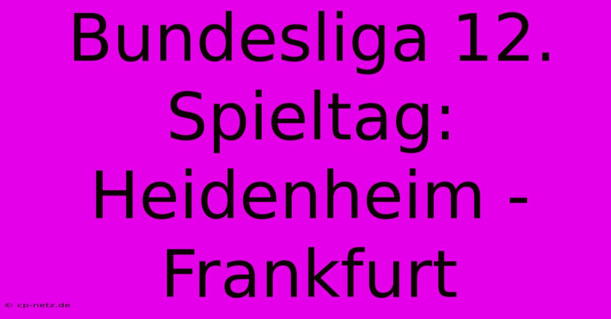 Bundesliga 12. Spieltag: Heidenheim - Frankfurt