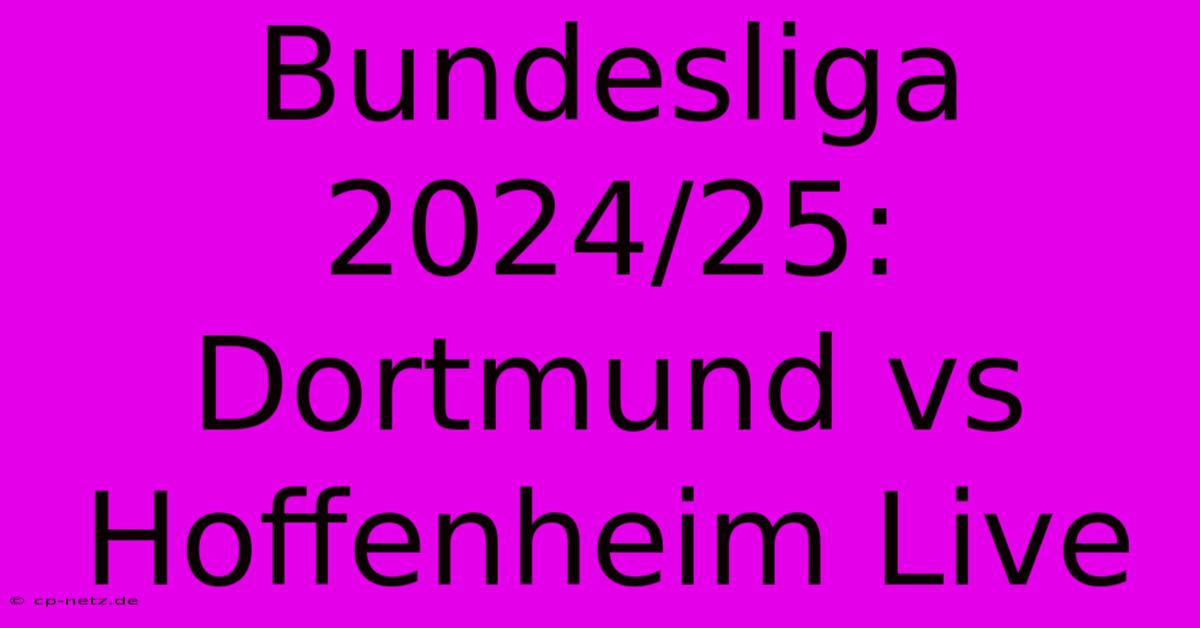 Bundesliga 2024/25: Dortmund Vs Hoffenheim Live