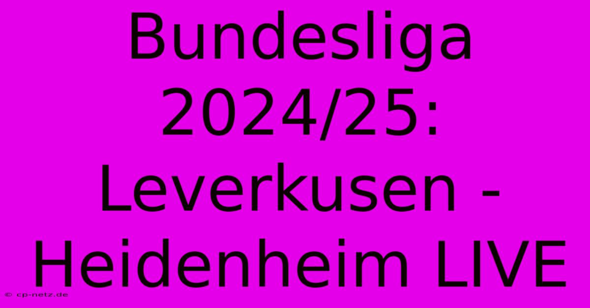 Bundesliga 2024/25: Leverkusen - Heidenheim LIVE