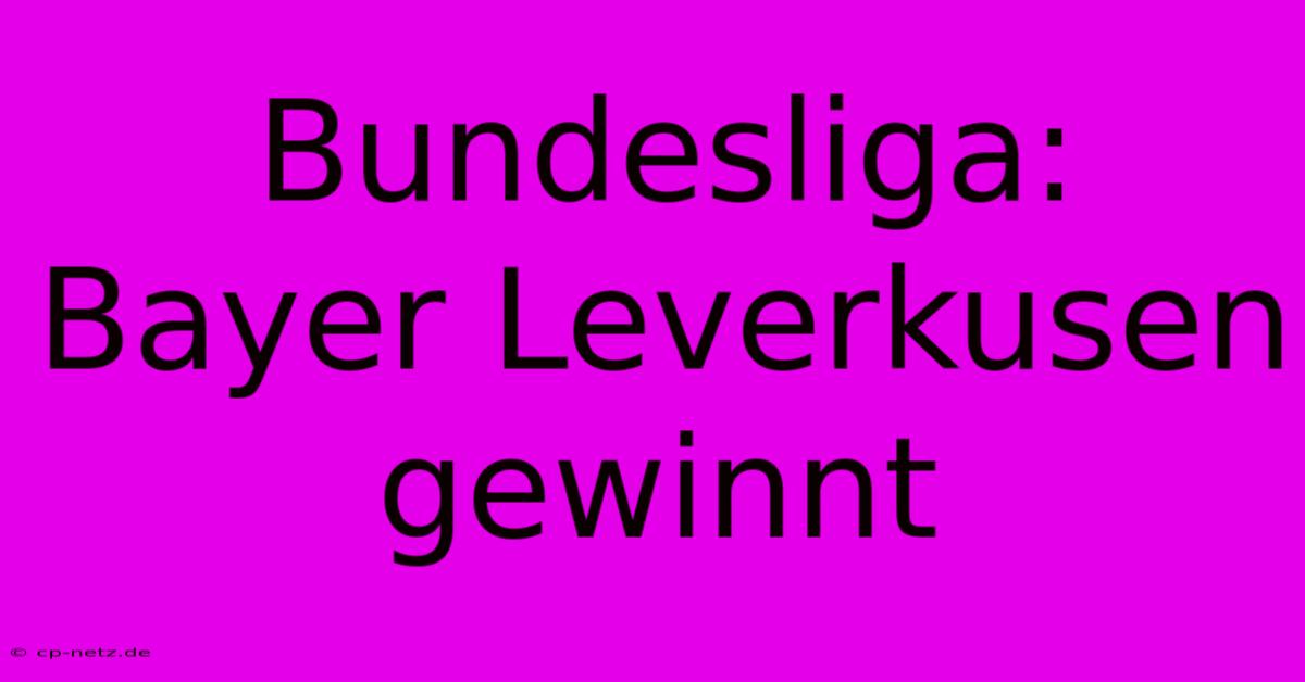 Bundesliga: Bayer Leverkusen Gewinnt