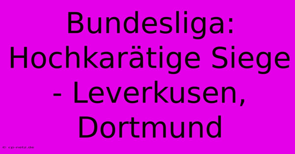 Bundesliga: Hochkarätige Siege - Leverkusen, Dortmund