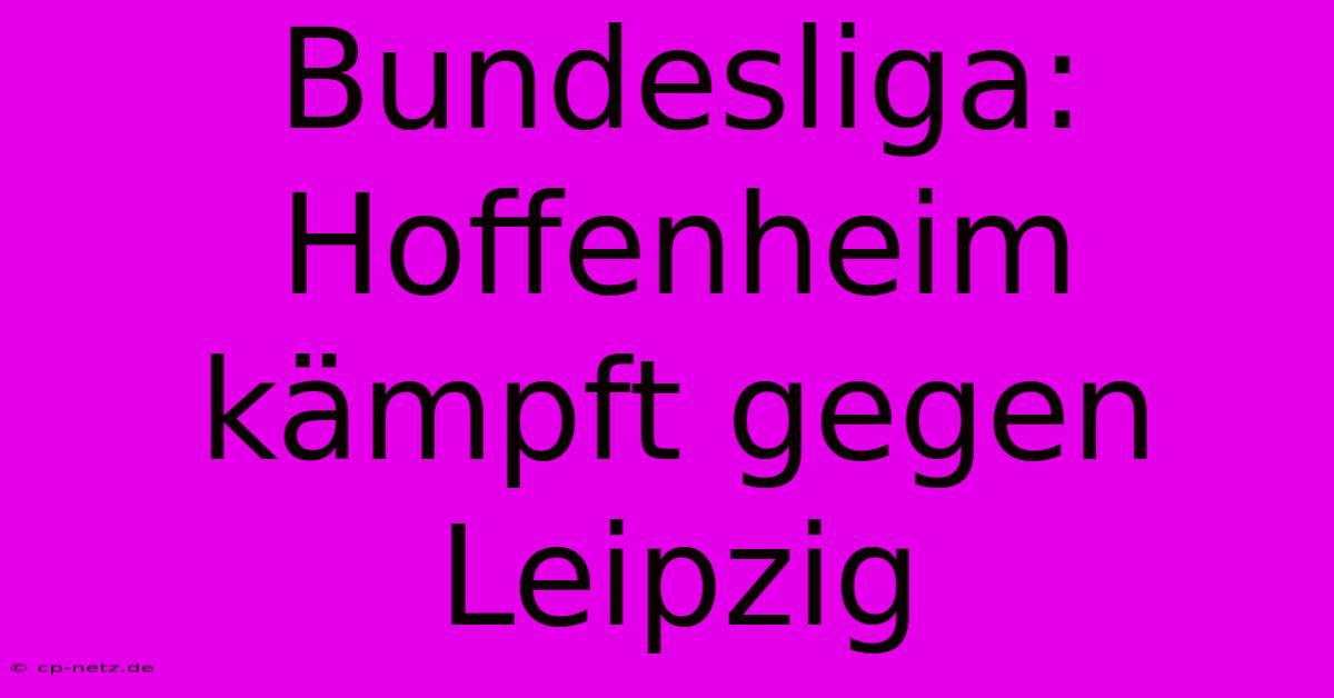 Bundesliga: Hoffenheim Kämpft Gegen Leipzig