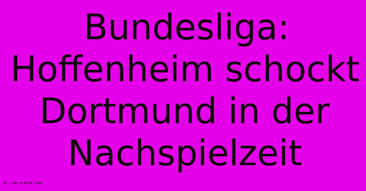 Bundesliga: Hoffenheim Schockt Dortmund In Der Nachspielzeit