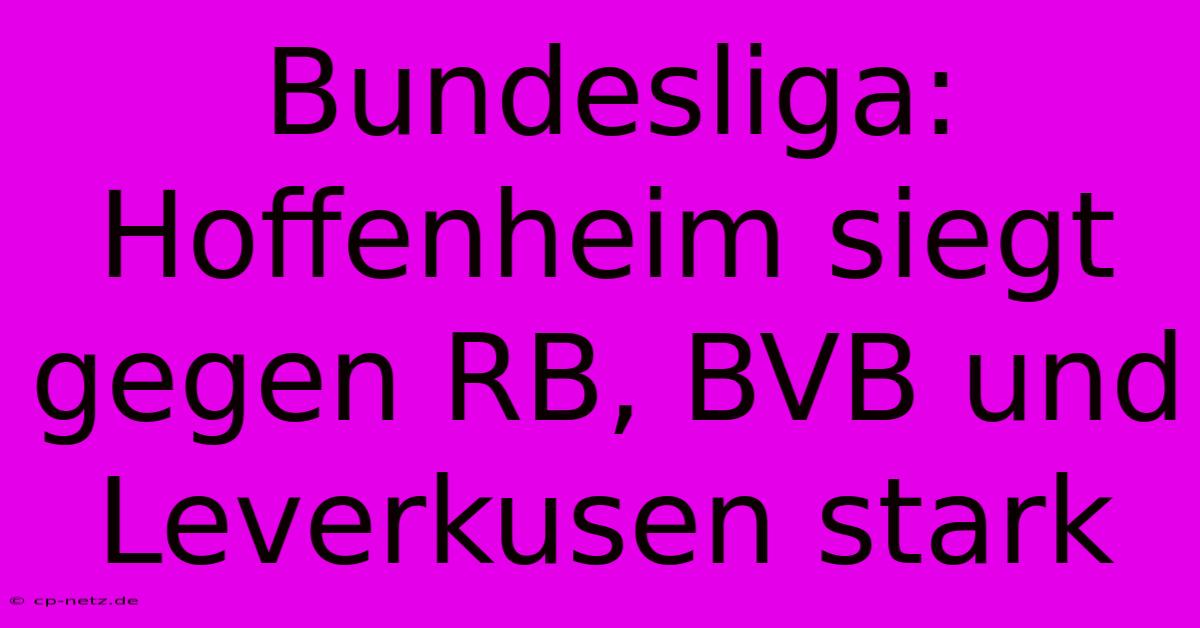 Bundesliga: Hoffenheim Siegt Gegen RB, BVB Und Leverkusen Stark