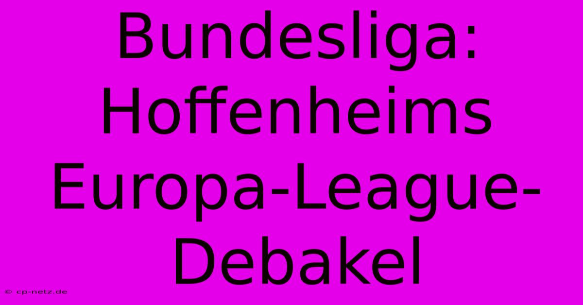 Bundesliga: Hoffenheims Europa-League-Debakel