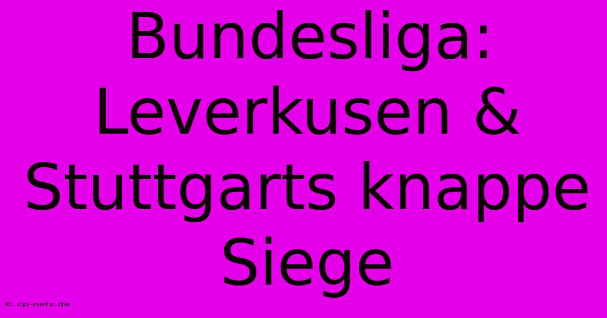 Bundesliga:  Leverkusen & Stuttgarts Knappe Siege