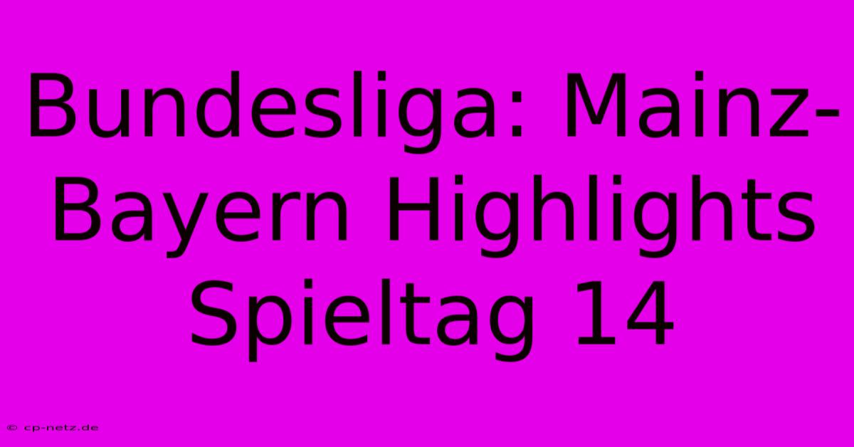 Bundesliga: Mainz-Bayern Highlights Spieltag 14