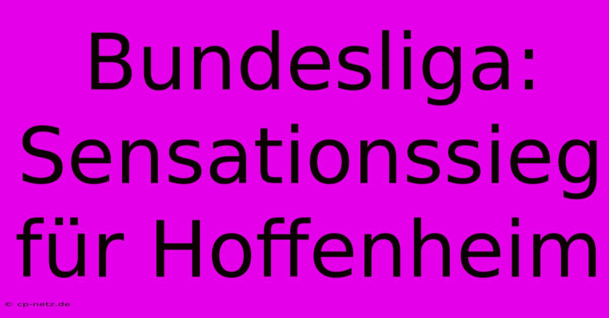 Bundesliga: Sensationssieg Für Hoffenheim