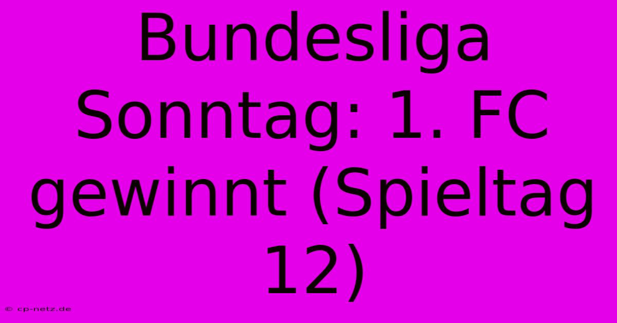 Bundesliga Sonntag: 1. FC Gewinnt (Spieltag 12)