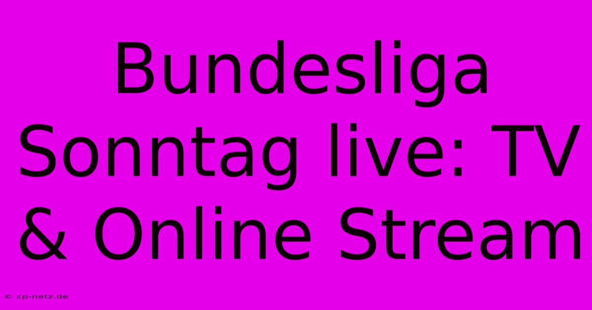 Bundesliga Sonntag Live: TV & Online Stream