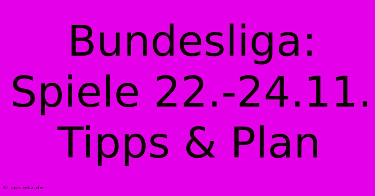 Bundesliga: Spiele 22.-24.11. Tipps & Plan