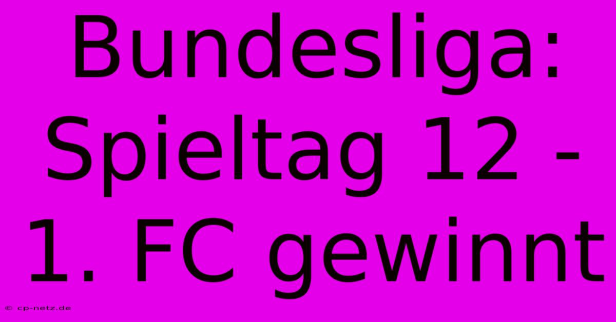 Bundesliga: Spieltag 12 - 1. FC Gewinnt