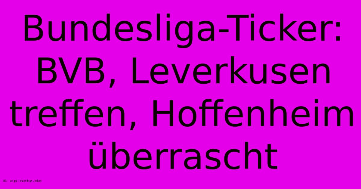 Bundesliga-Ticker: BVB, Leverkusen Treffen, Hoffenheim Überrascht