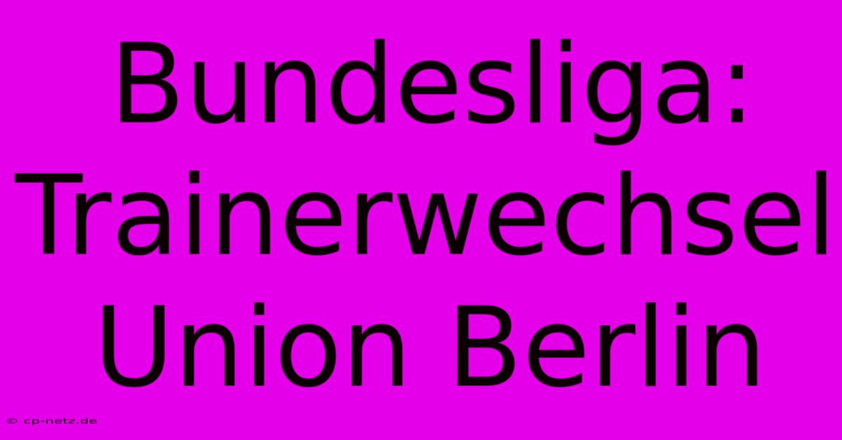 Bundesliga: Trainerwechsel Union Berlin