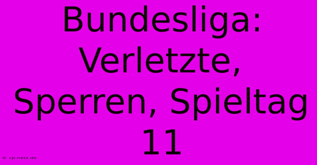 Bundesliga: Verletzte, Sperren, Spieltag 11