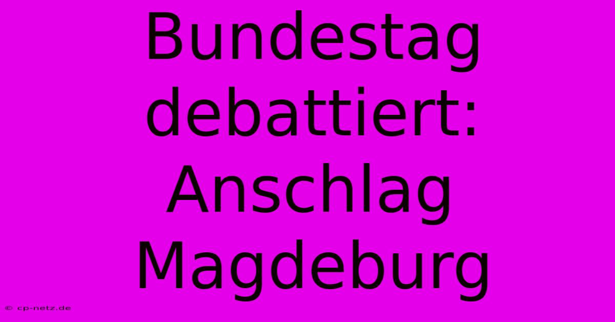 Bundestag Debattiert: Anschlag Magdeburg