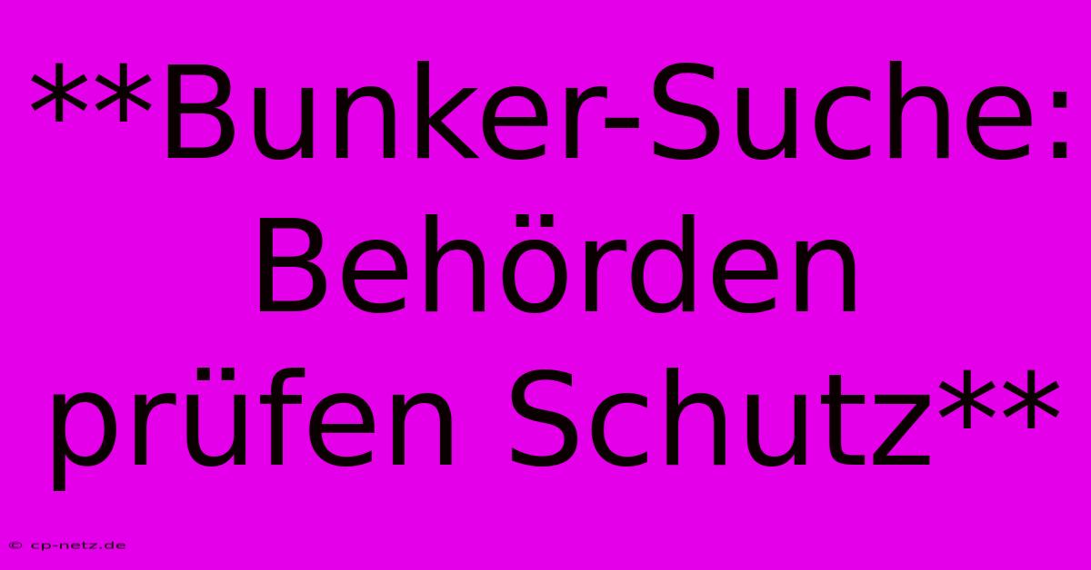 **Bunker-Suche: Behörden Prüfen Schutz**