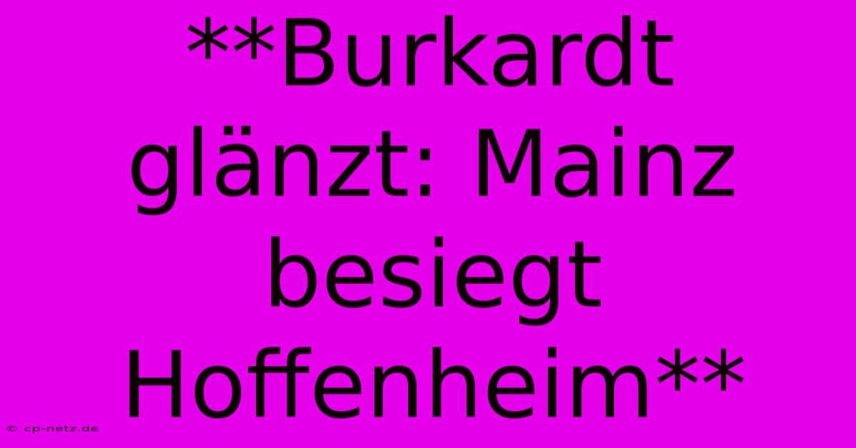 **Burkardt Glänzt: Mainz Besiegt Hoffenheim**