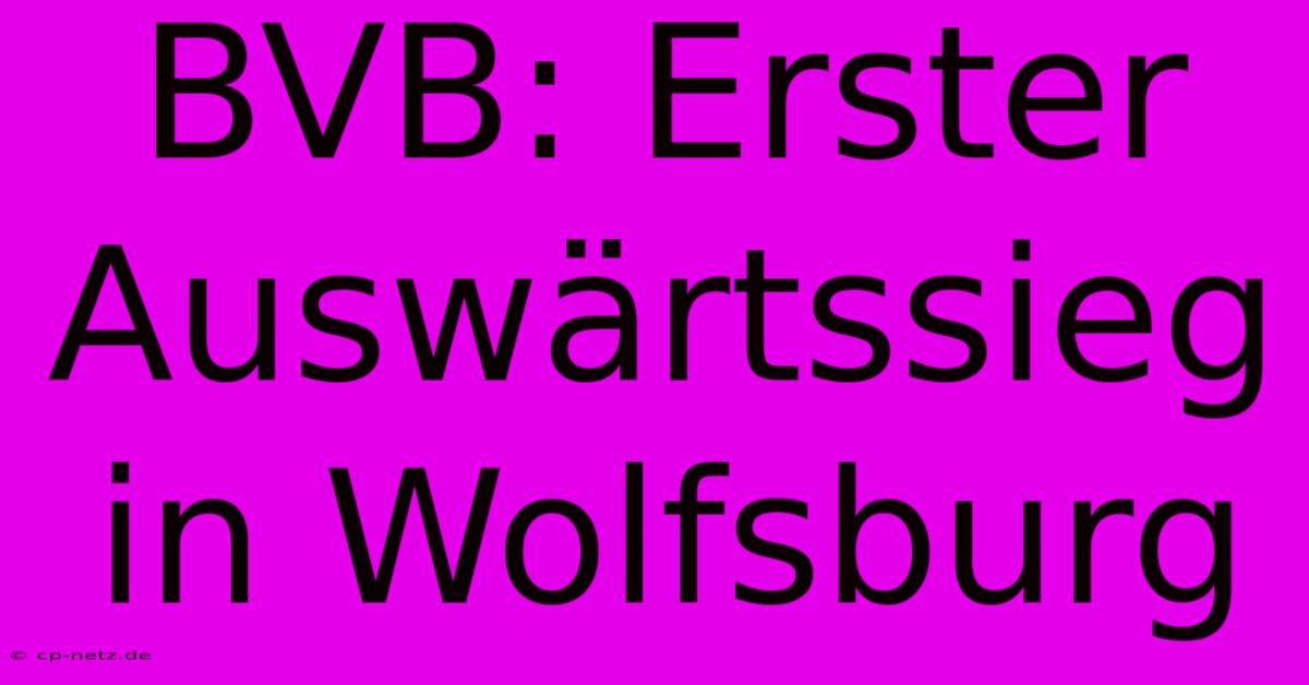 BVB: Erster Auswärtssieg In Wolfsburg