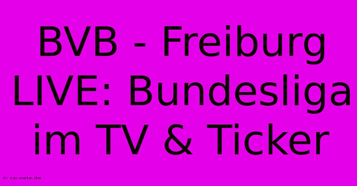 BVB - Freiburg LIVE: Bundesliga Im TV & Ticker