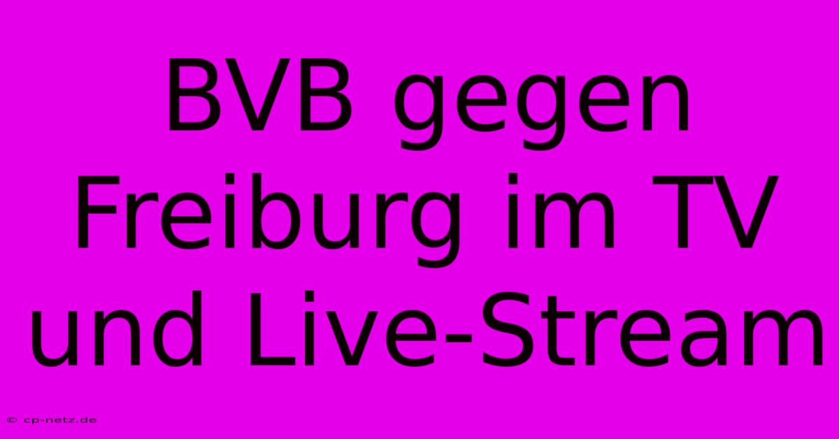 BVB Gegen Freiburg Im TV Und Live-Stream