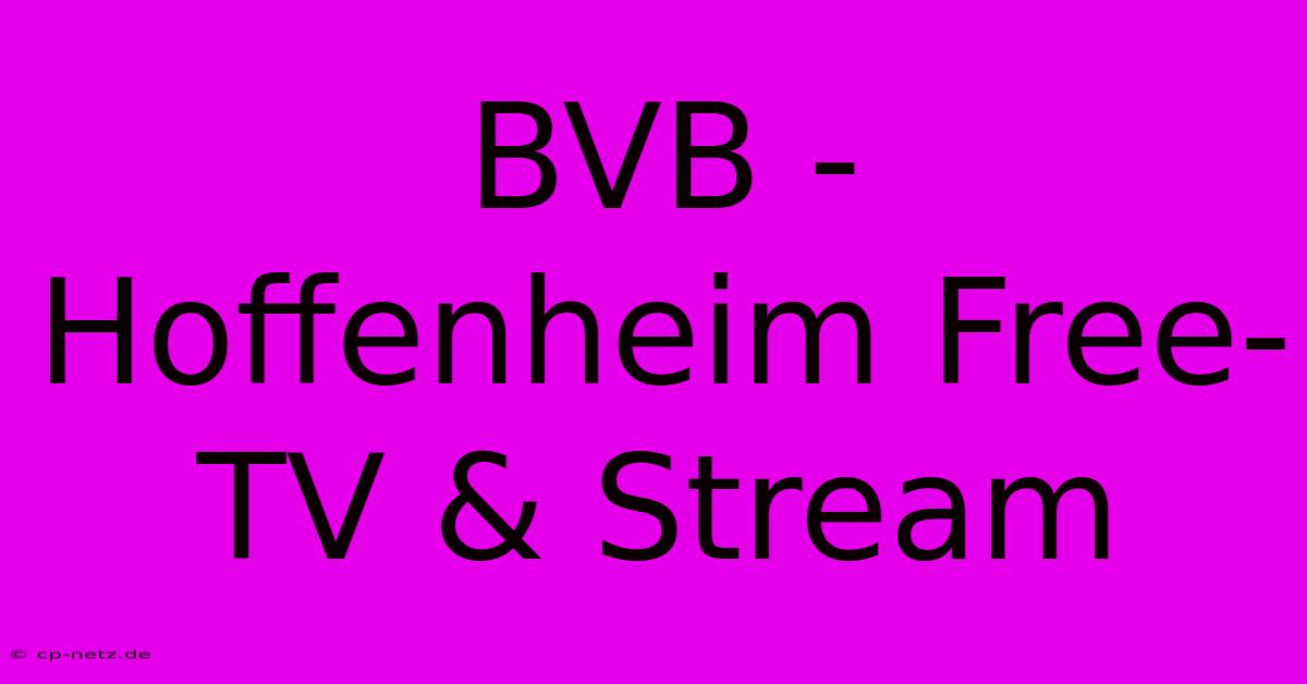 BVB - Hoffenheim Free-TV & Stream