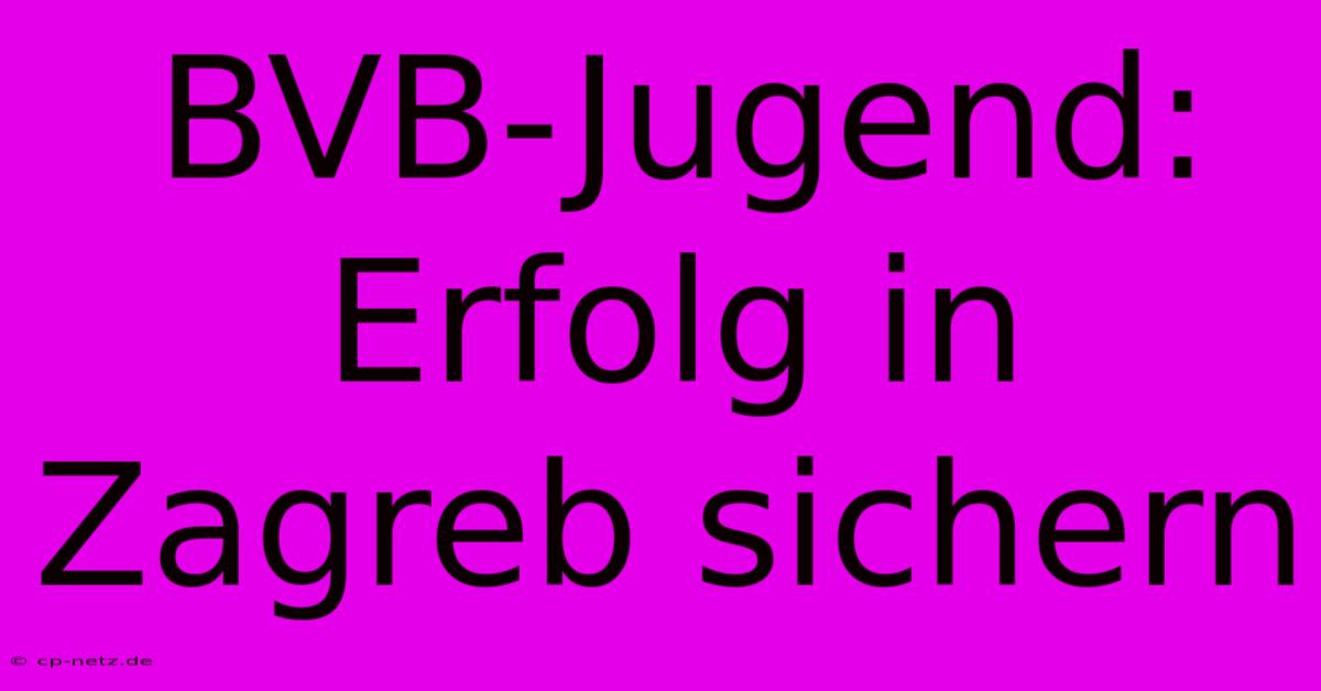 BVB-Jugend:  Erfolg In Zagreb Sichern