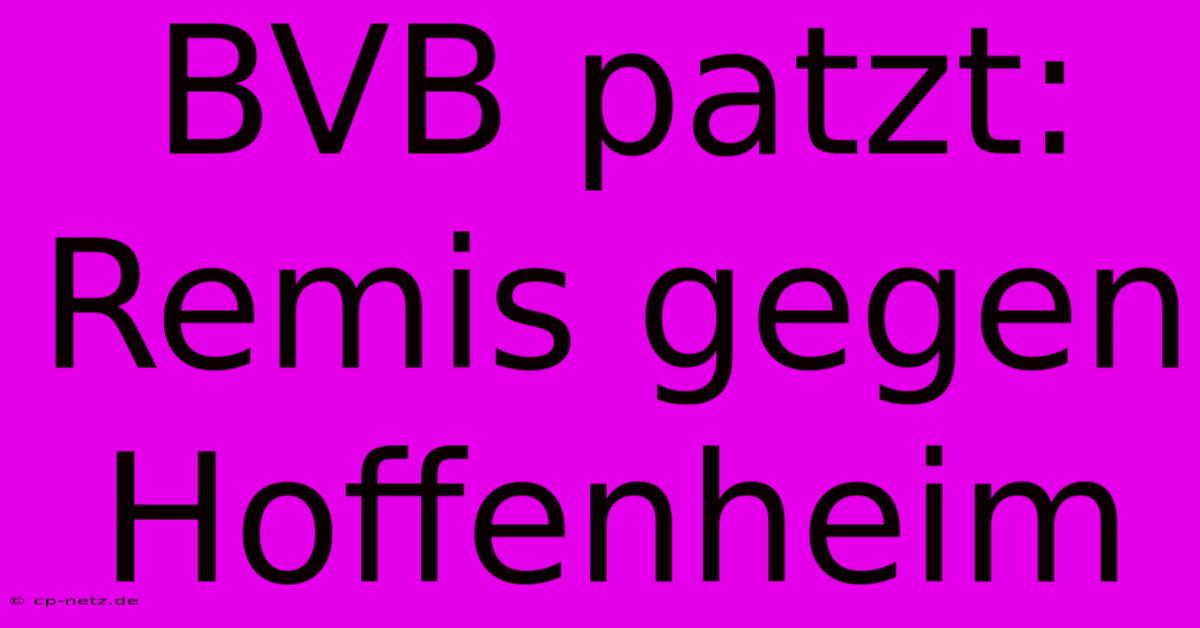 BVB Patzt: Remis Gegen Hoffenheim