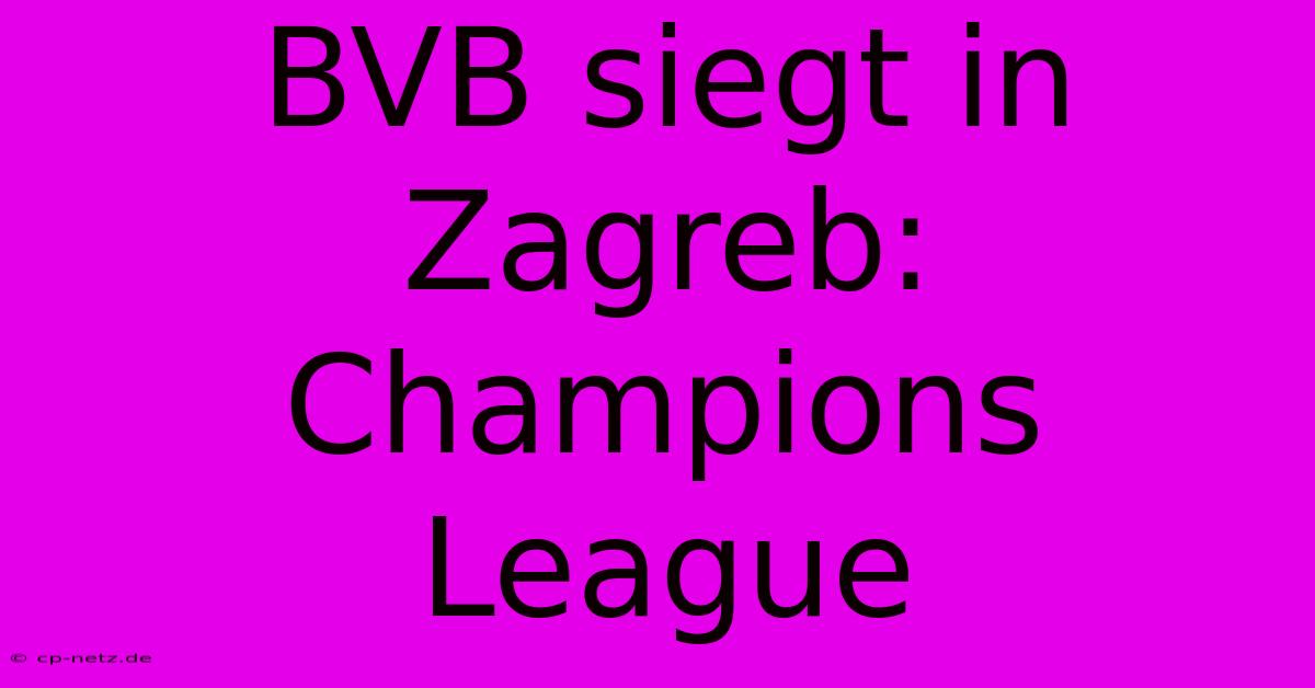 BVB Siegt In Zagreb: Champions League