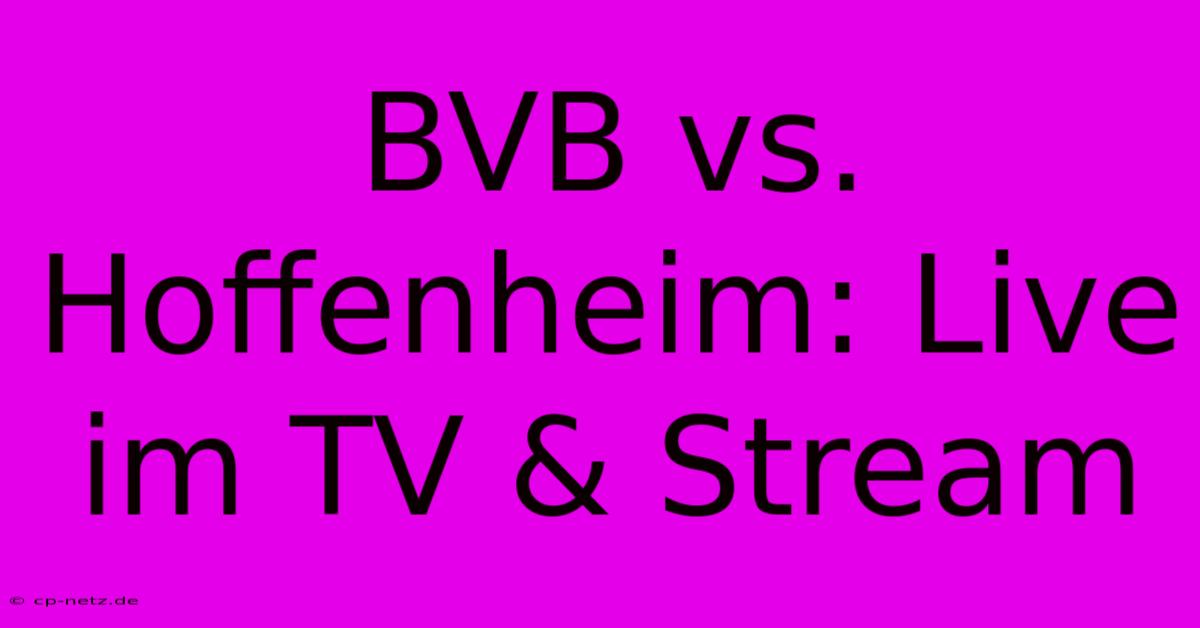 BVB Vs. Hoffenheim: Live Im TV & Stream