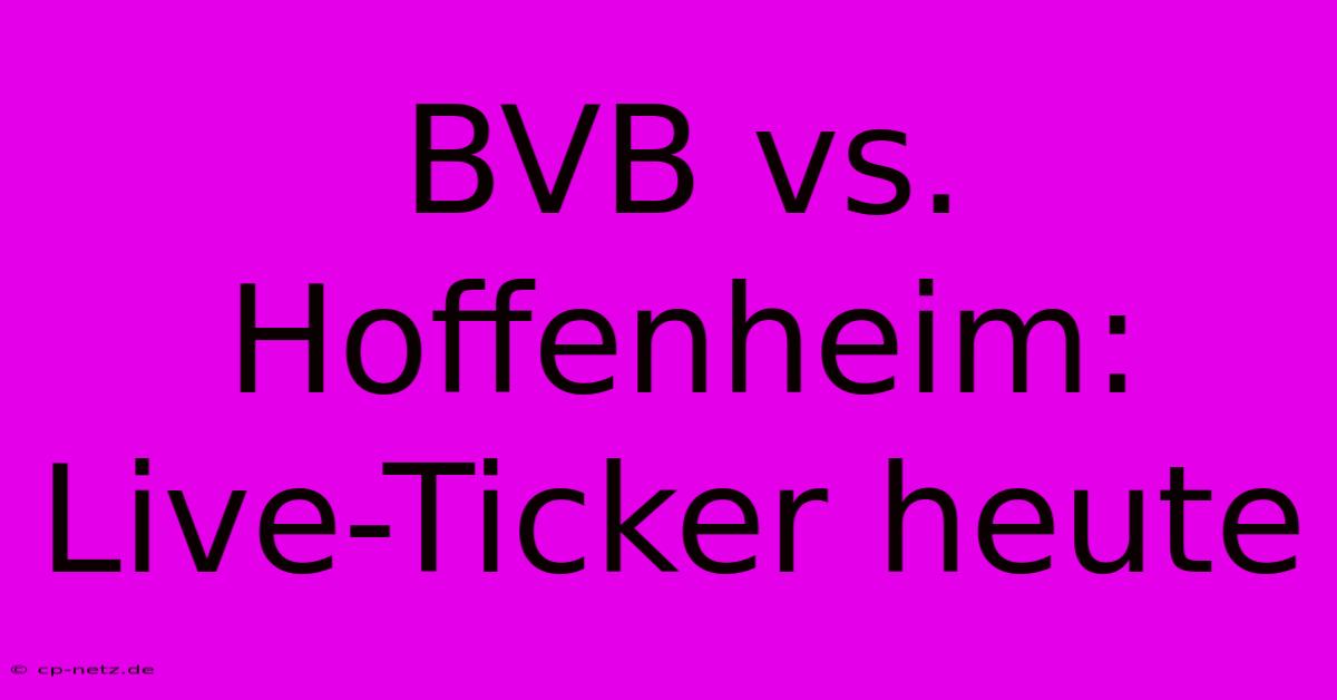 BVB Vs. Hoffenheim: Live-Ticker Heute