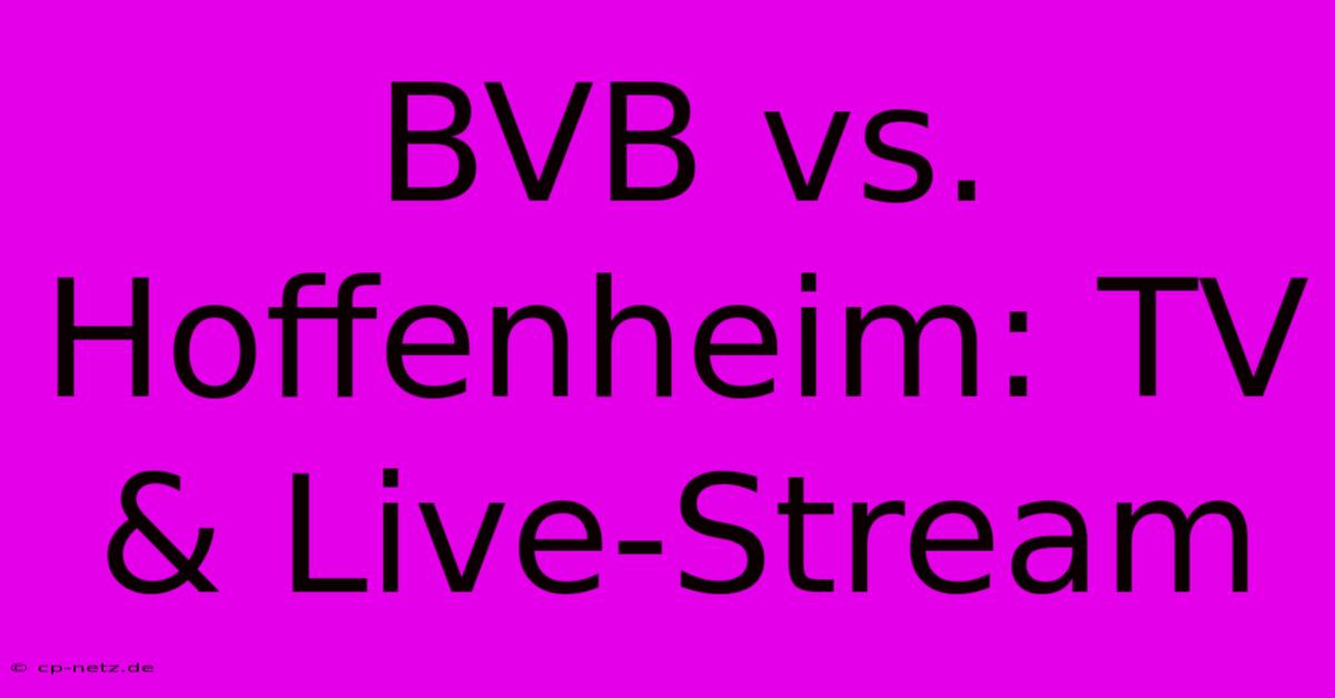 BVB Vs. Hoffenheim: TV & Live-Stream