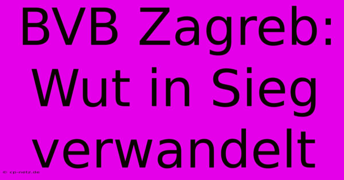 BVB Zagreb: Wut In Sieg Verwandelt