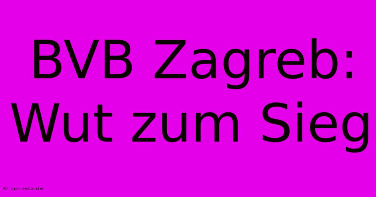 BVB Zagreb: Wut Zum Sieg