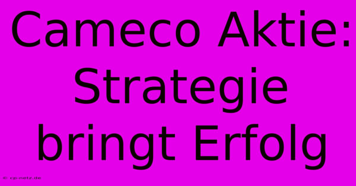 Cameco Aktie: Strategie Bringt Erfolg