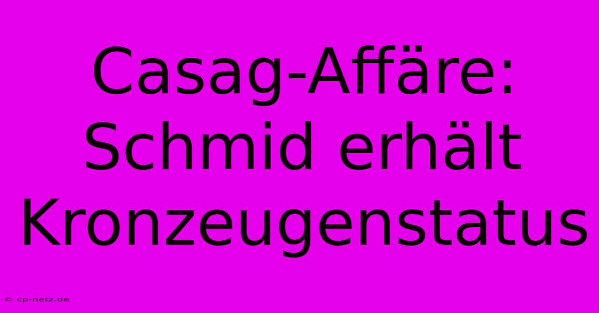 Casag-Affäre: Schmid Erhält Kronzeugenstatus