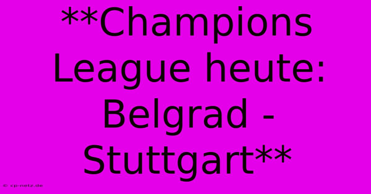 **Champions League Heute: Belgrad - Stuttgart**