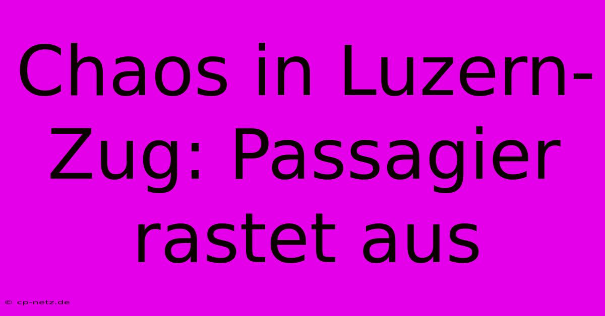 Chaos In Luzern-Zug: Passagier Rastet Aus