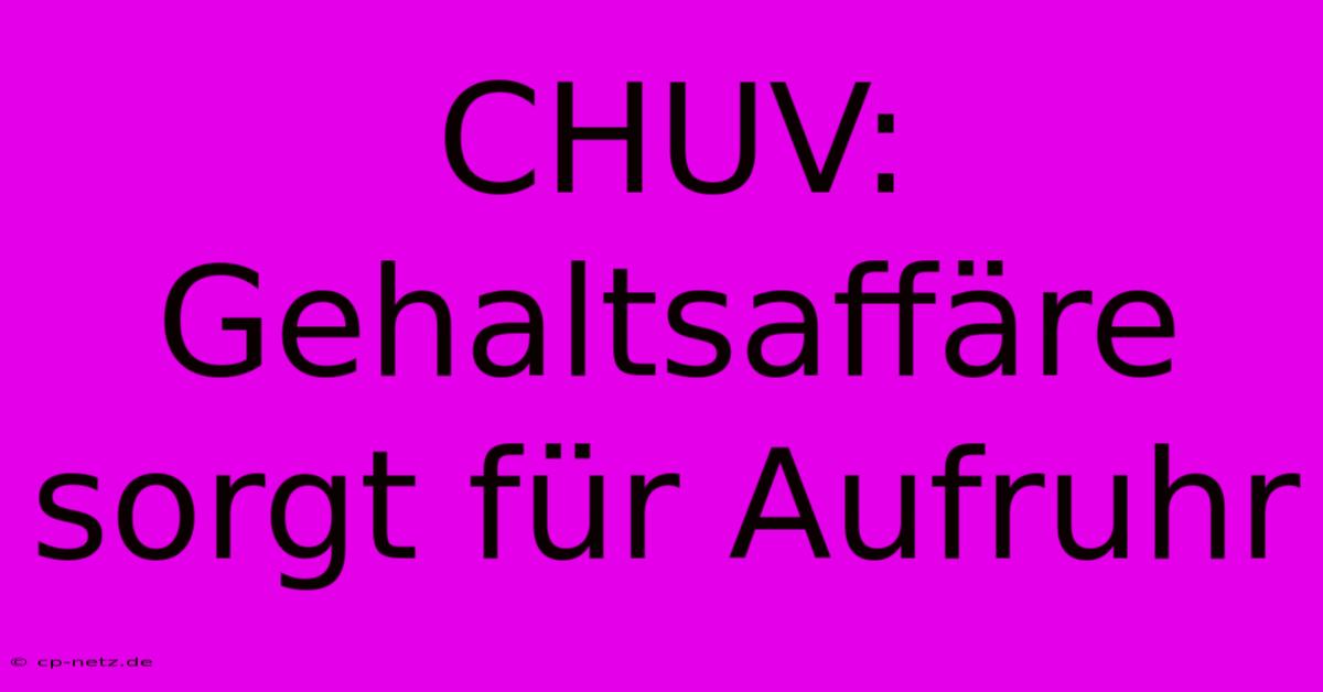 CHUV:  Gehaltsaffäre Sorgt Für Aufruhr