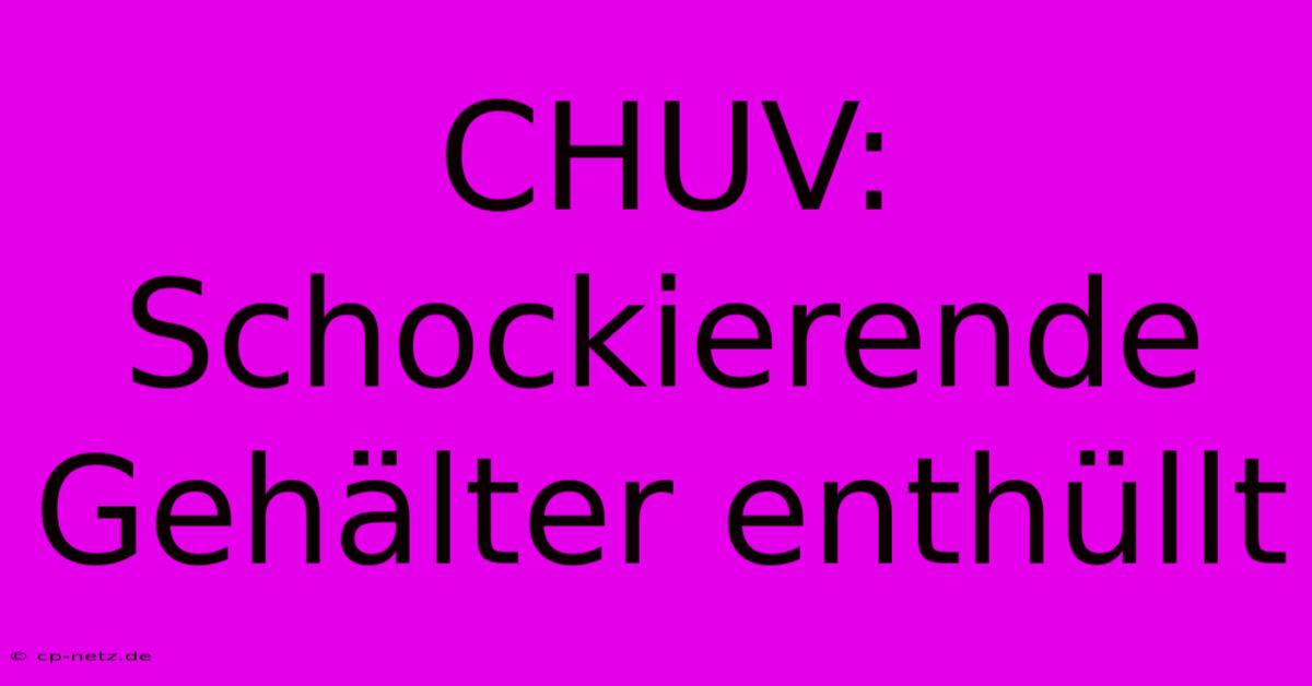 CHUV: Schockierende Gehälter Enthüllt