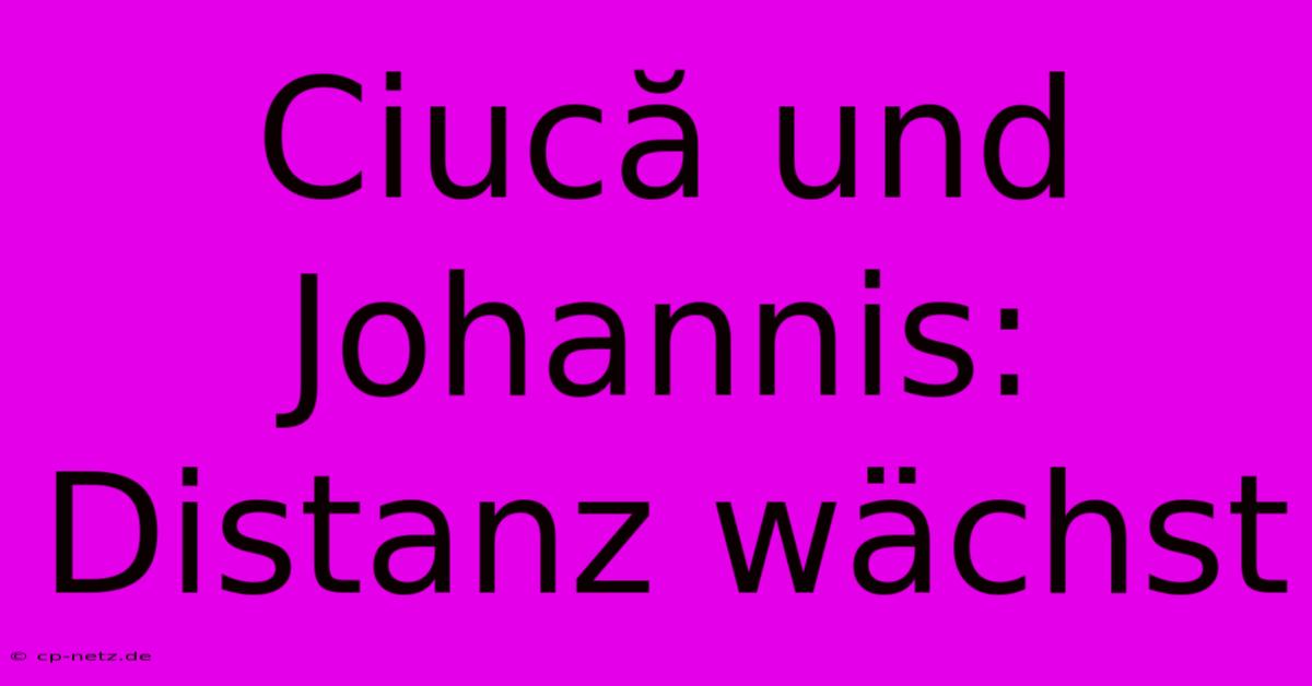 Ciucă Und Johannis: Distanz Wächst