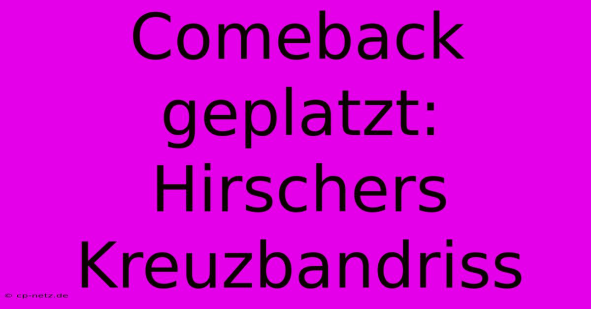 Comeback Geplatzt: Hirschers Kreuzbandriss