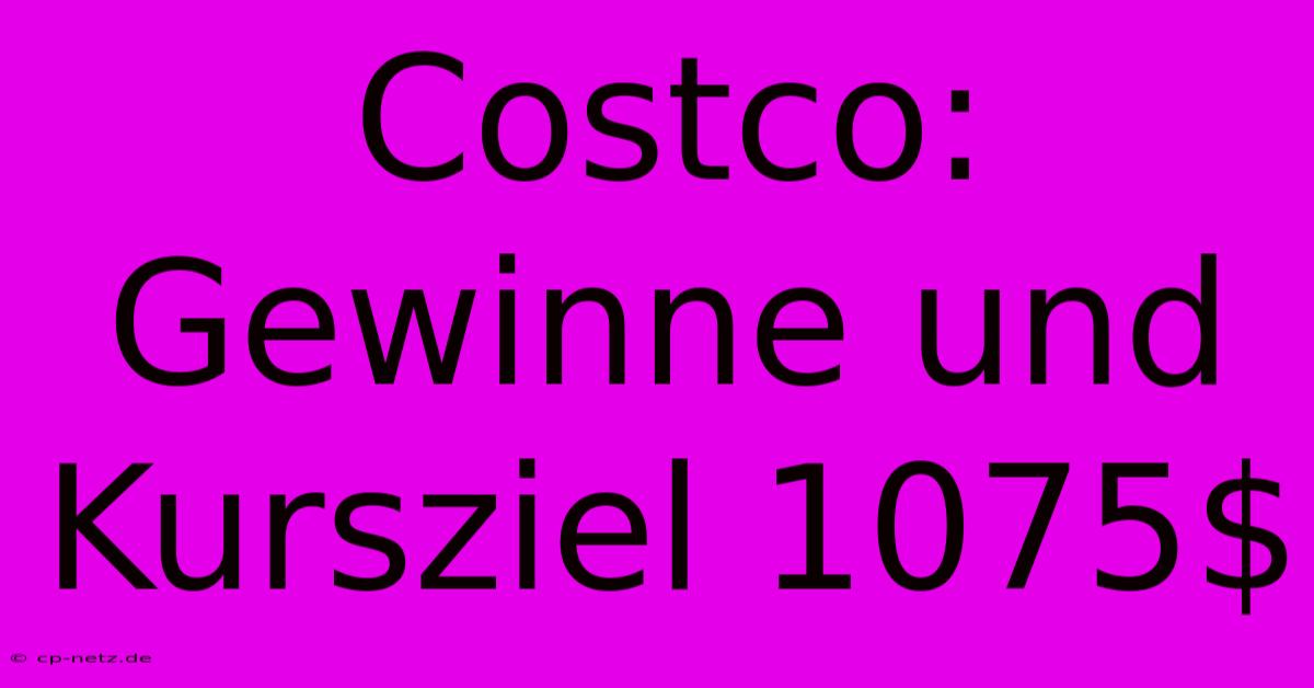 Costco:  Gewinne Und Kursziel 1075$