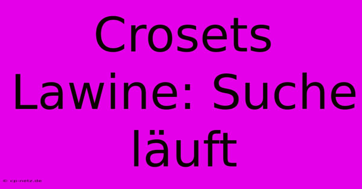 Crosets Lawine: Suche Läuft