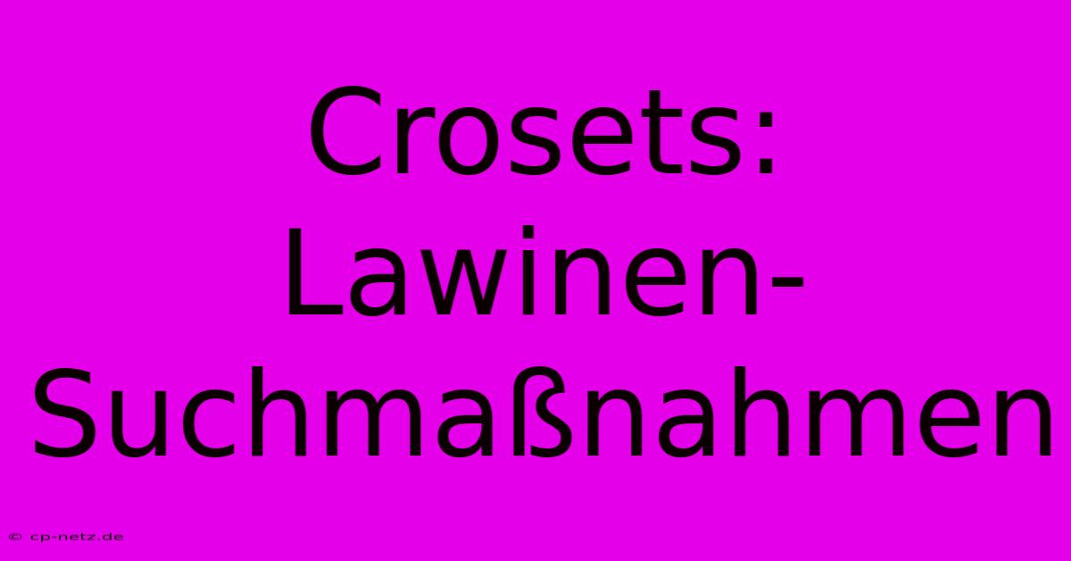 Crosets: Lawinen-Suchmaßnahmen