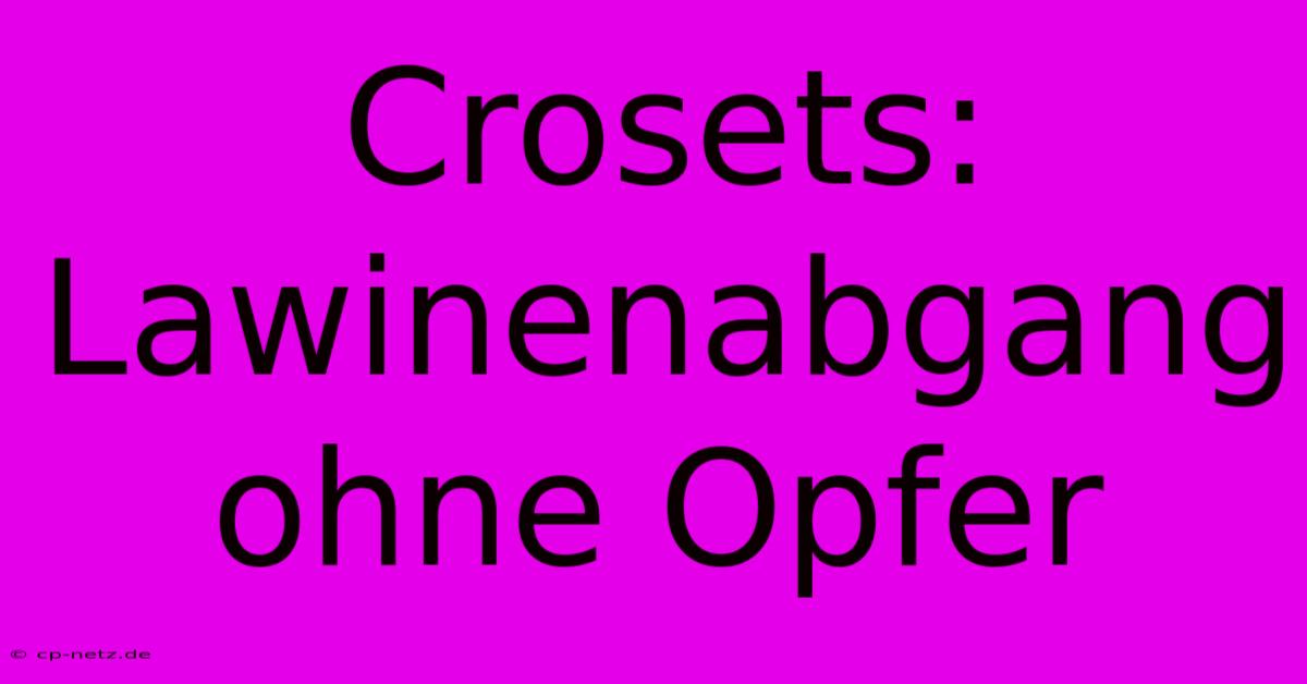 Crosets:  Lawinenabgang Ohne Opfer