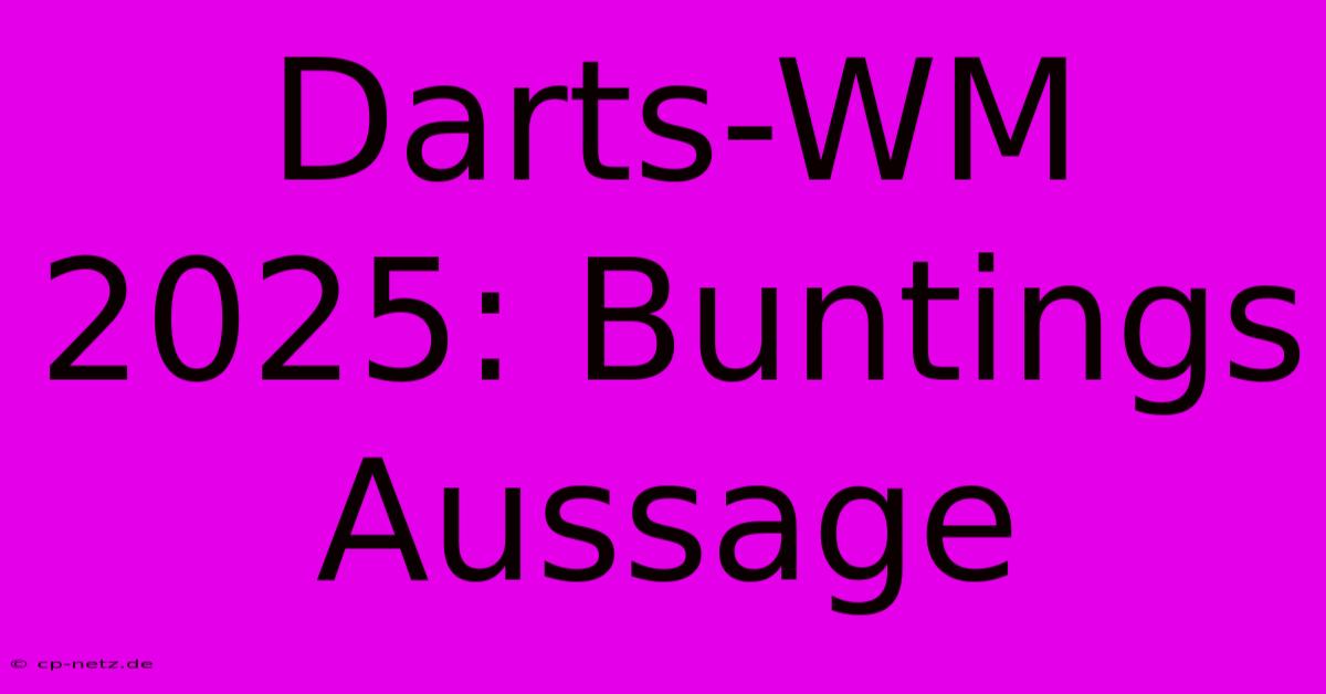 Darts-WM 2025: Buntings Aussage